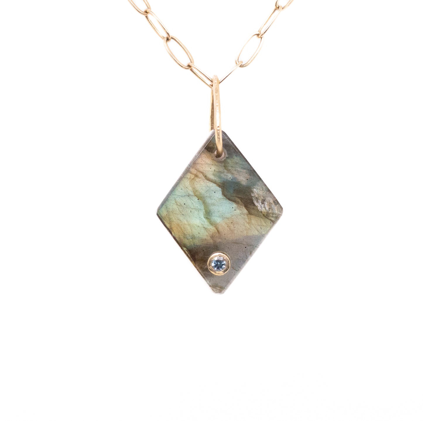 labradorite gold diamond charm