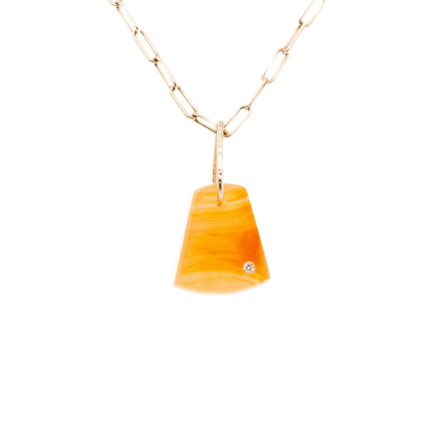 carnelian and diamond gold pebble charm