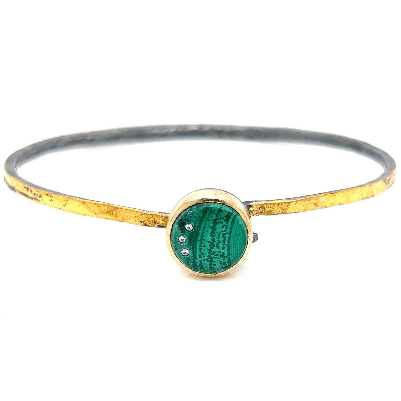 Malachite and Diamond Gold Moon Bracelet