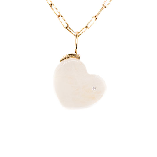 Moonstone and Diamond Gold Heart Charm
