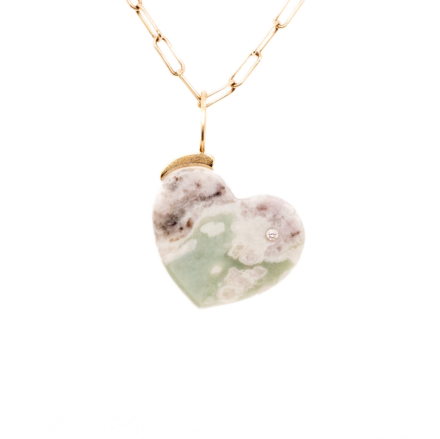 multi color jade and diamond gold heart charm