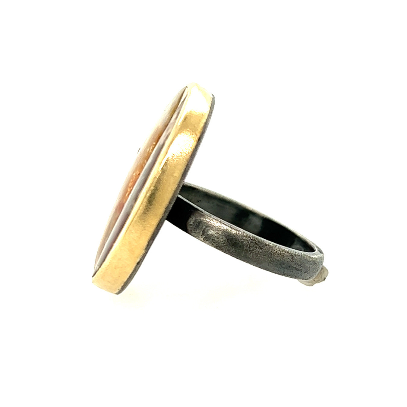 Fossilized Coral and Ocean Jasper Gold Inlay Ring