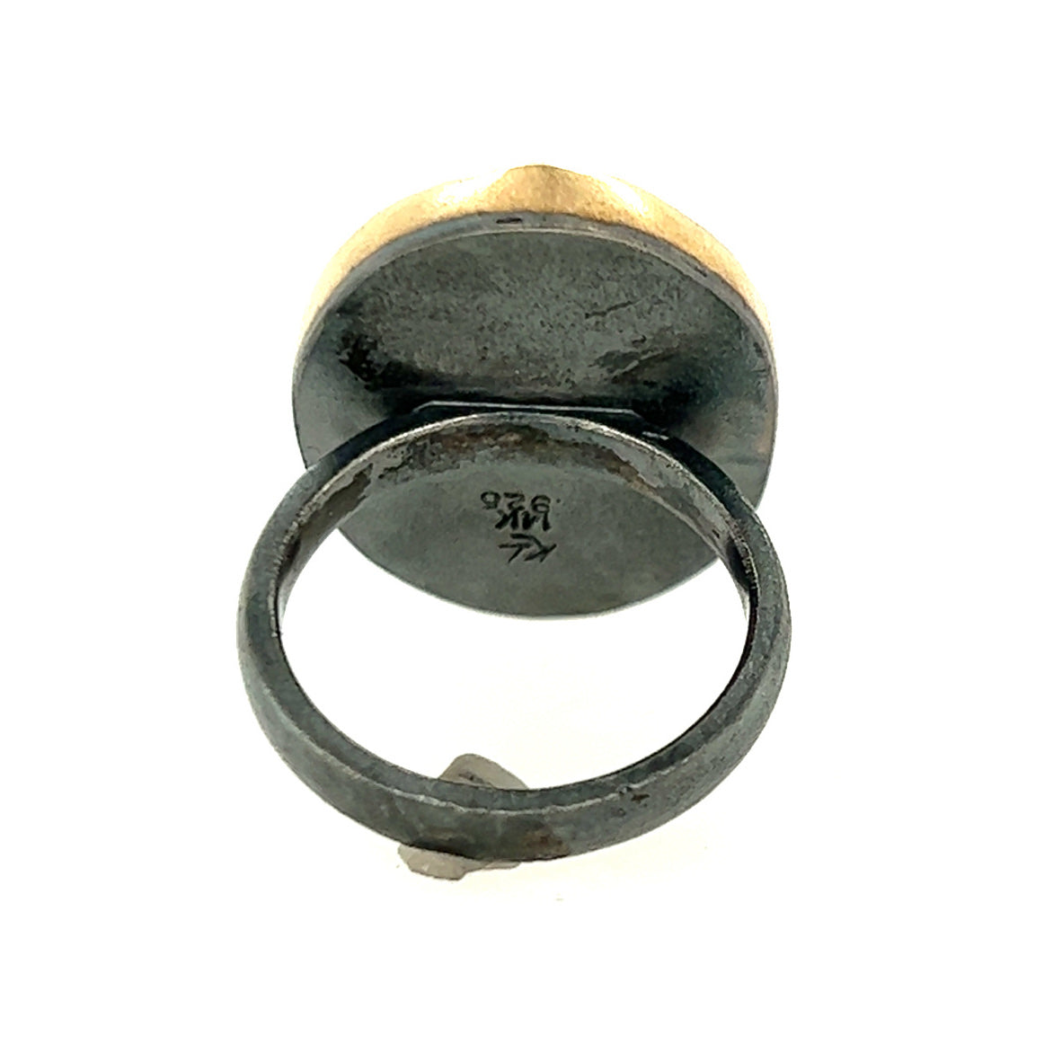 Fossilized Coral and Ocean Jasper Gold Inlay Ring