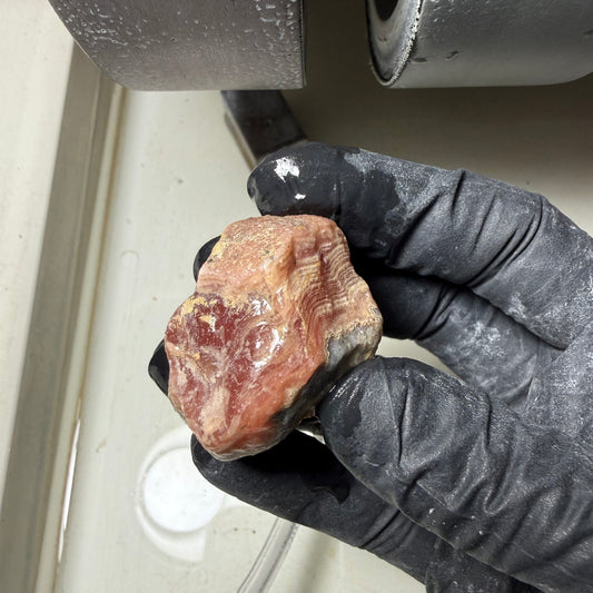 Rhodochrosite and Diamond Gold Heart Charm