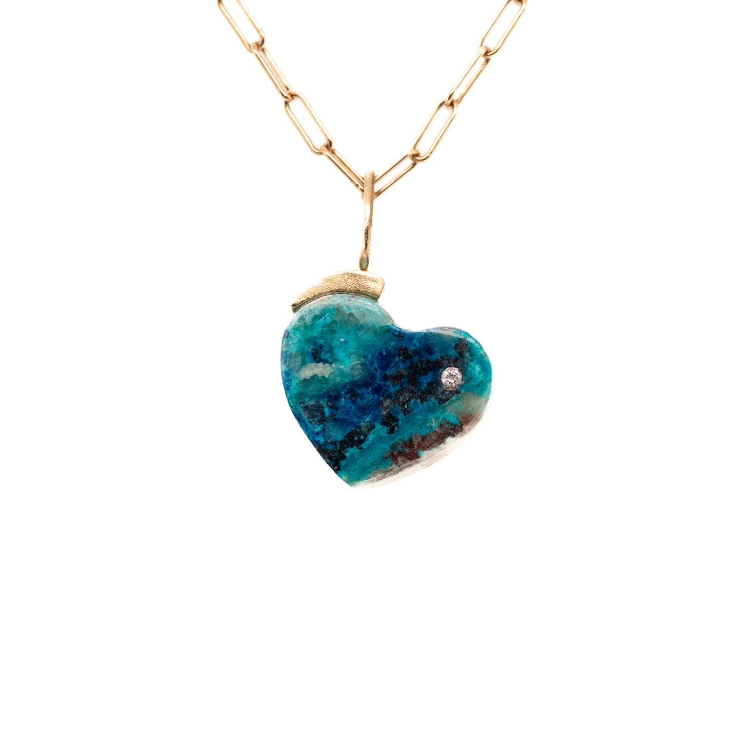 shattuckite and diamond mini heart charm