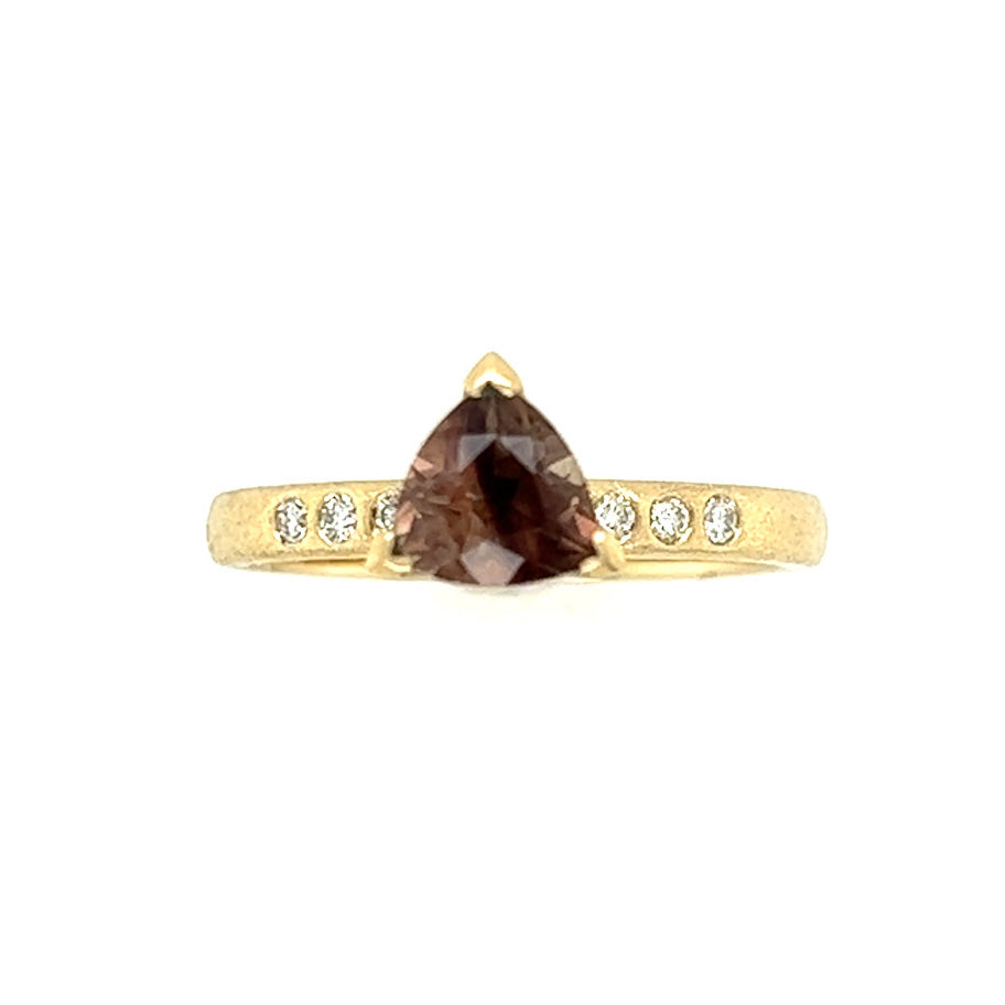 Tri-color Sunstone and Diamonds Gold Ring