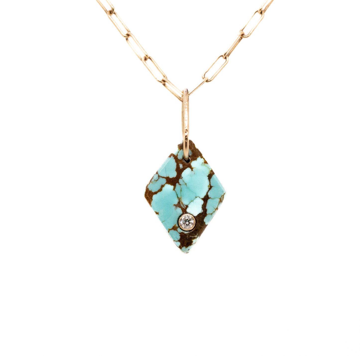 turquoise and diamond gold mini diamond charm