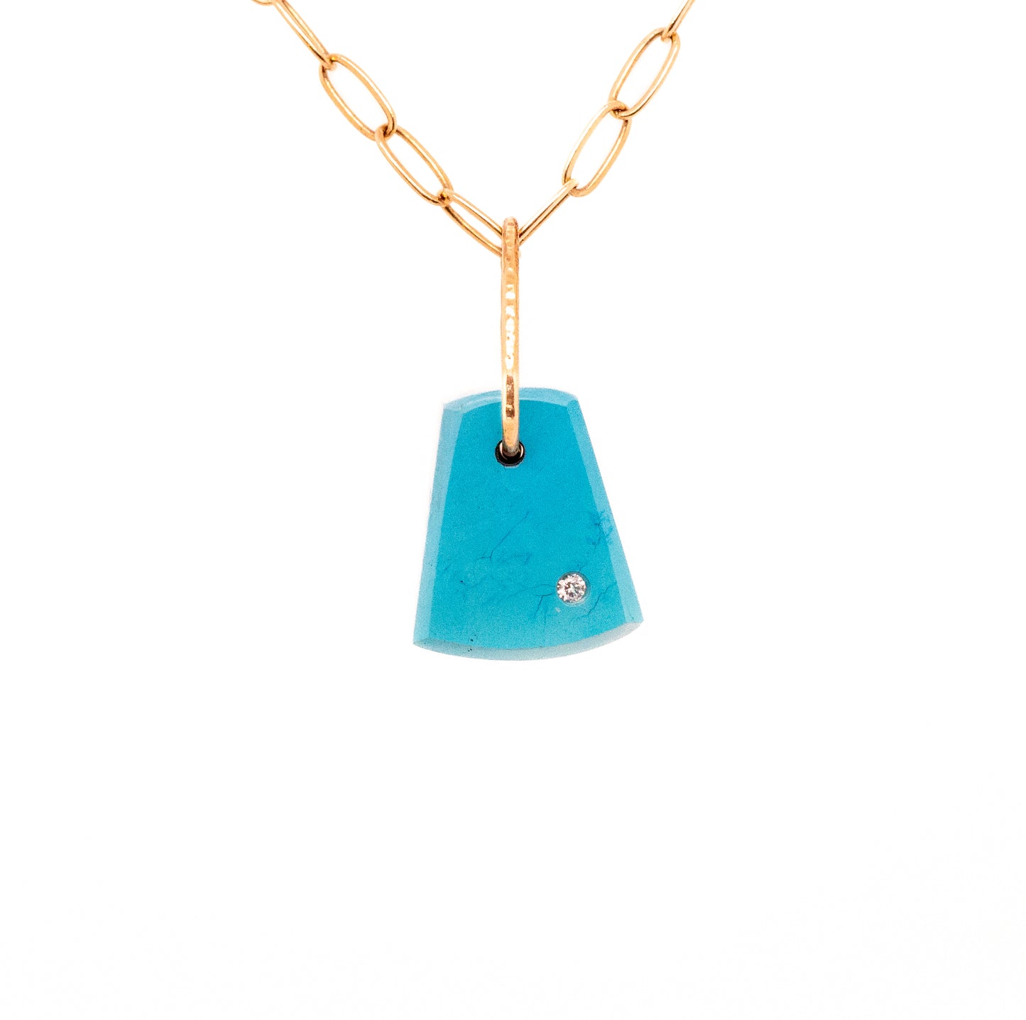 blue turquoise gold diamond pebble charm