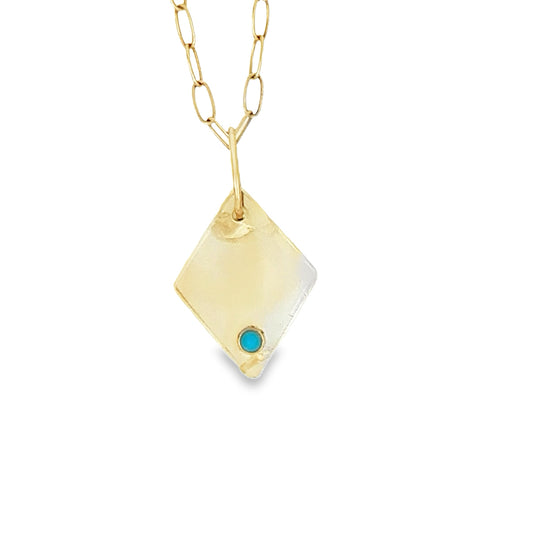 Citrine and Turquoise Gold Diamond Charm
