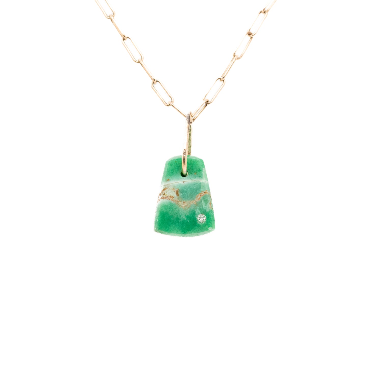 vaisite and diamond gold pebble charm