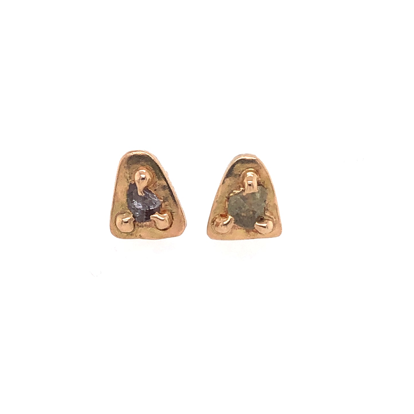 Raw Sea Foam Green Montana Sapphire Gold Stud Earrings
