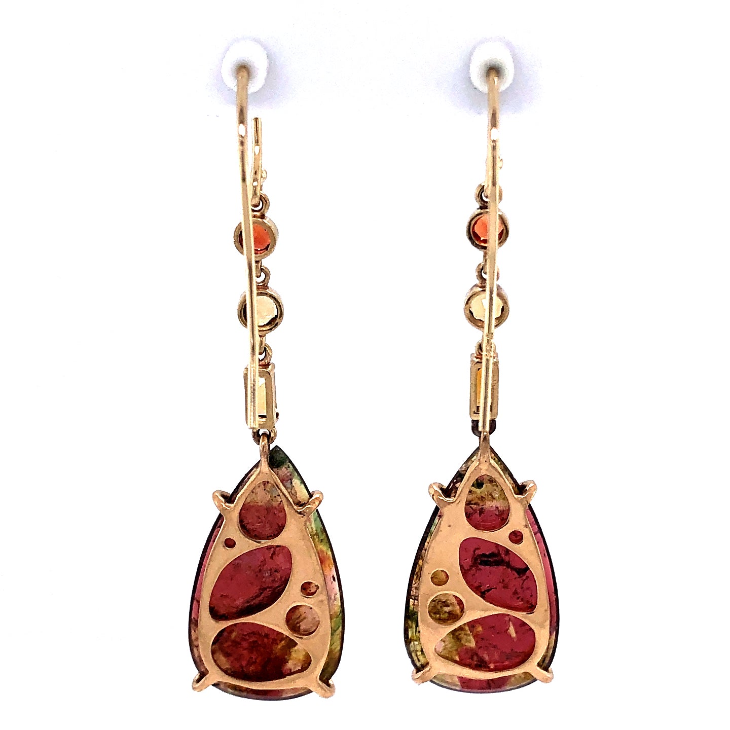Tourmaline, Citrine, and Sapphire Gold Earrings