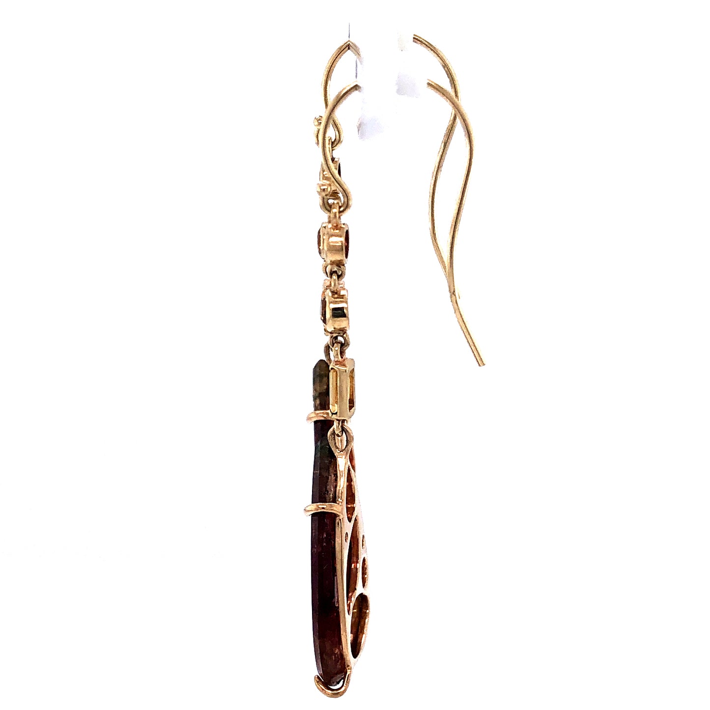 Tourmaline, Citrine, and Sapphire Gold Earrings