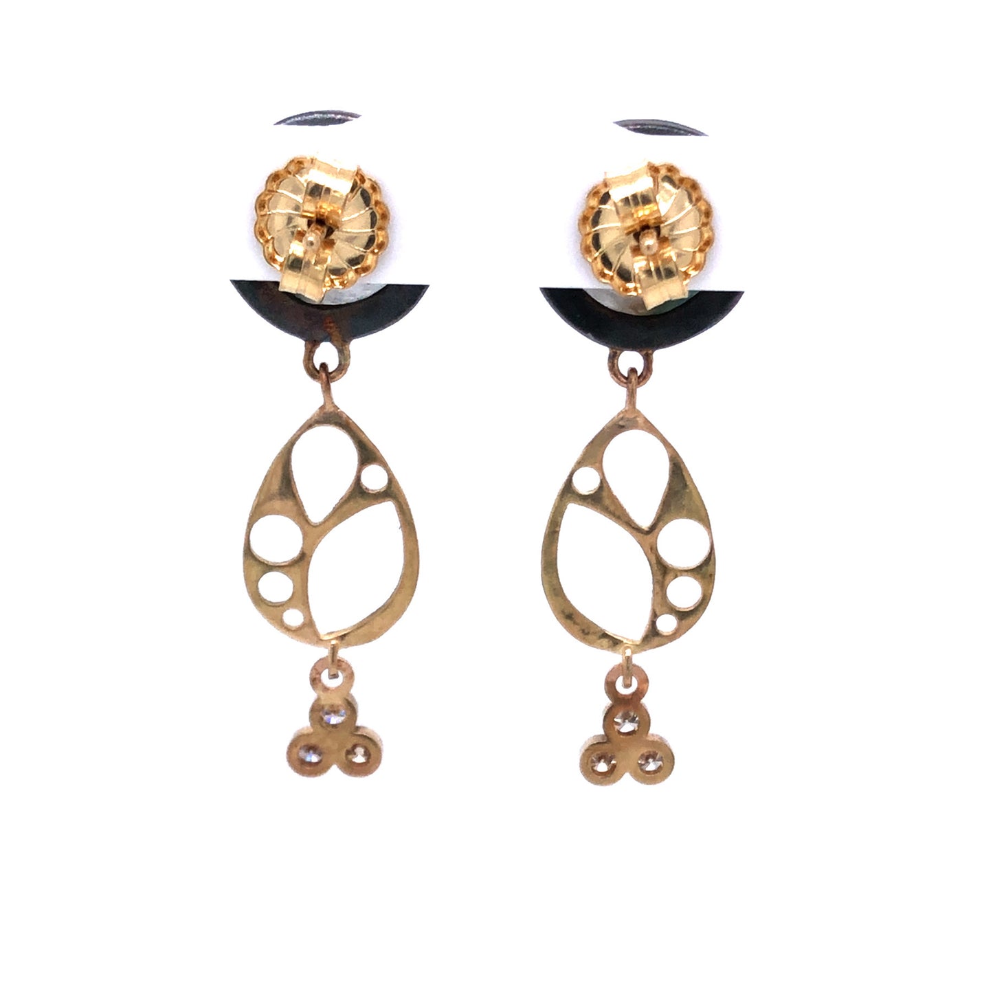 Gilalite in Quartz and Diamond Gold Earrings