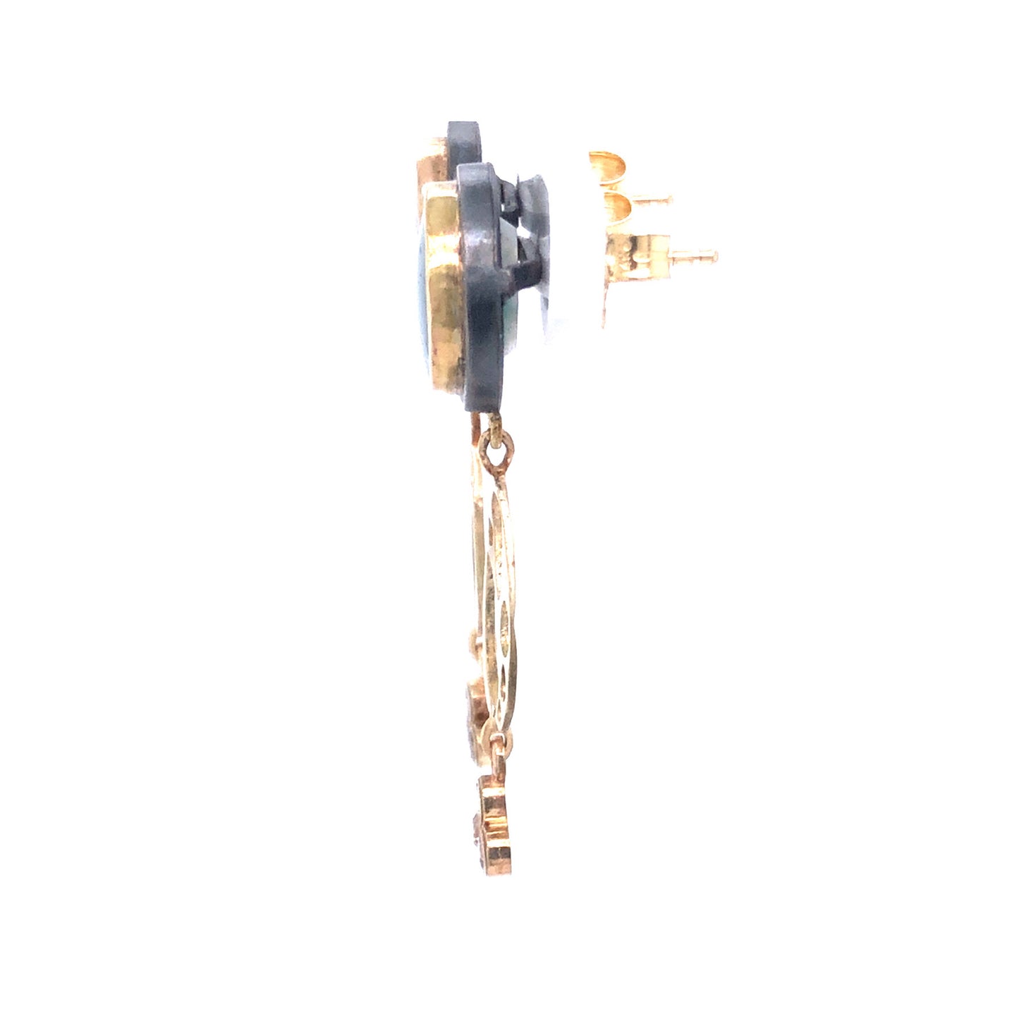 Gilalite in Quartz and Diamond Gold Earrings