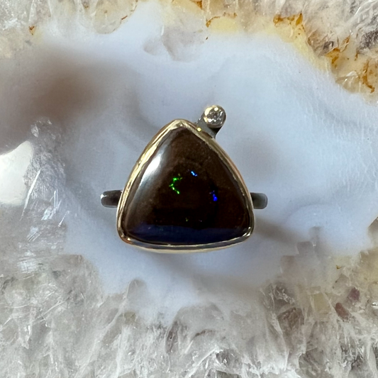 Boulder Opal and Diamond Gold Ring