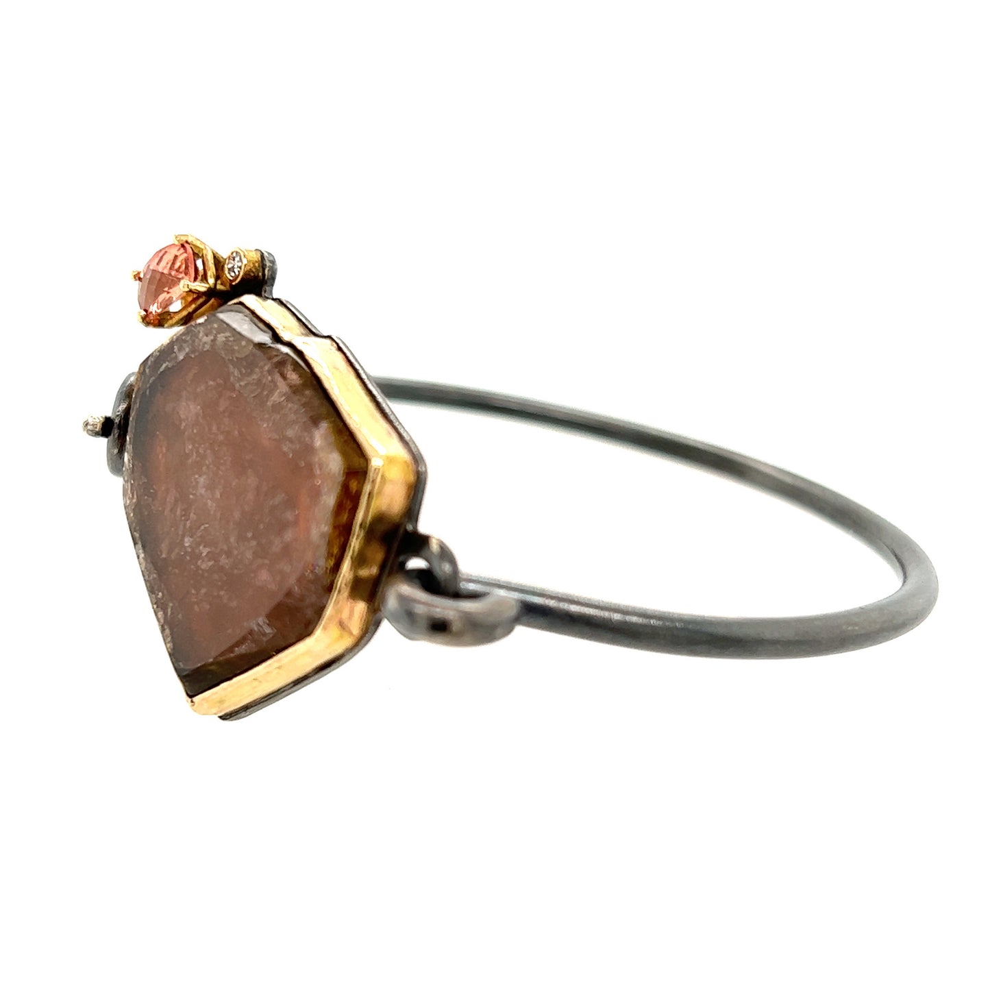 Tourmaline, Sunstone, and Diamond Gold Bracelet