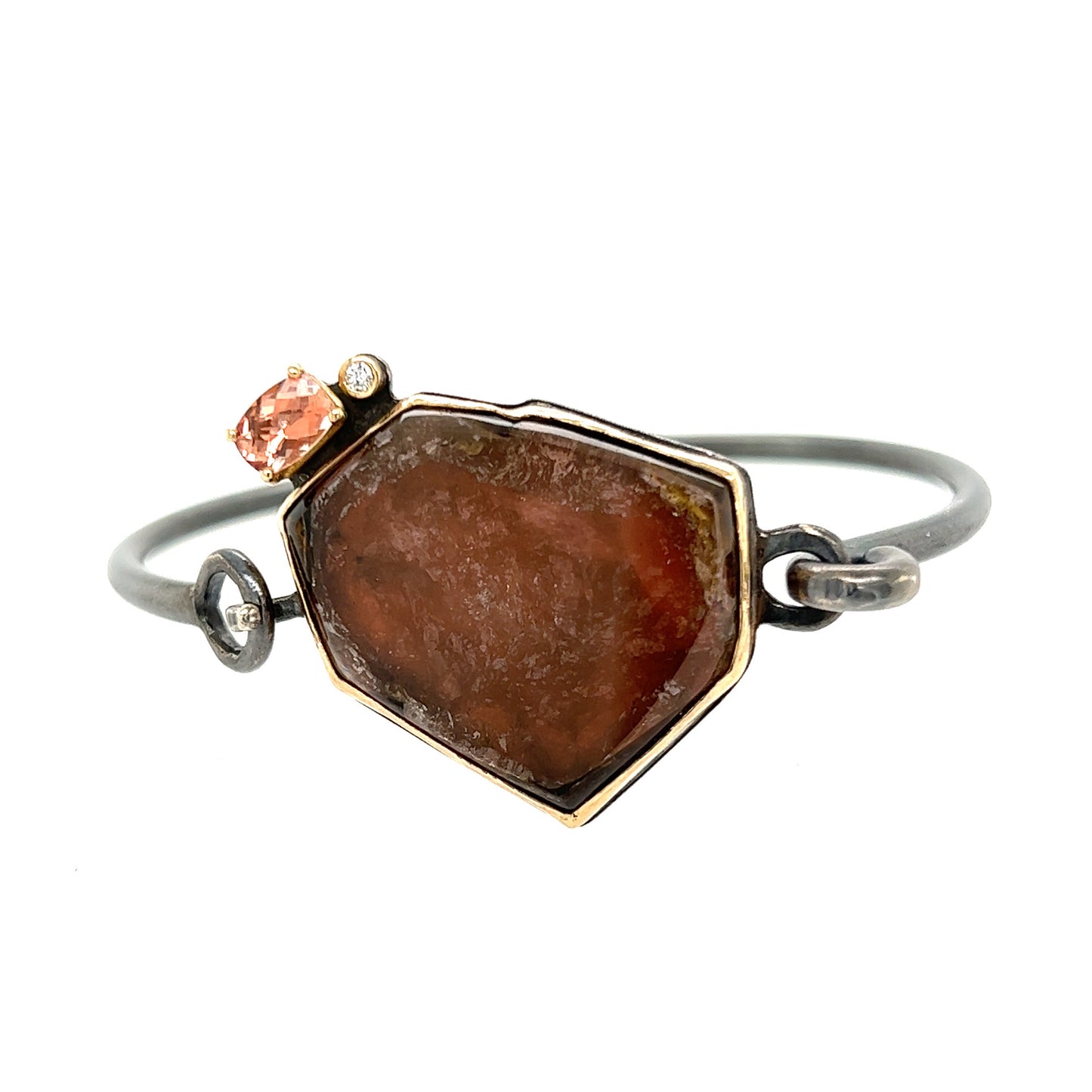 Tourmaline, Sunstone, and Diamond Gold Bracelet