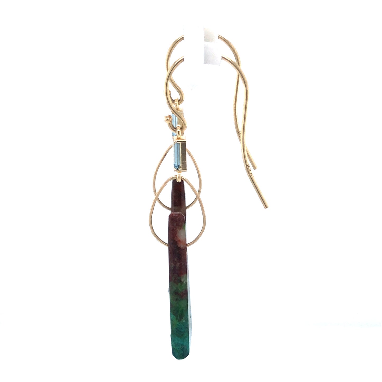 Parrot Wing, Aquamarine, and Diamond Gold Earrings