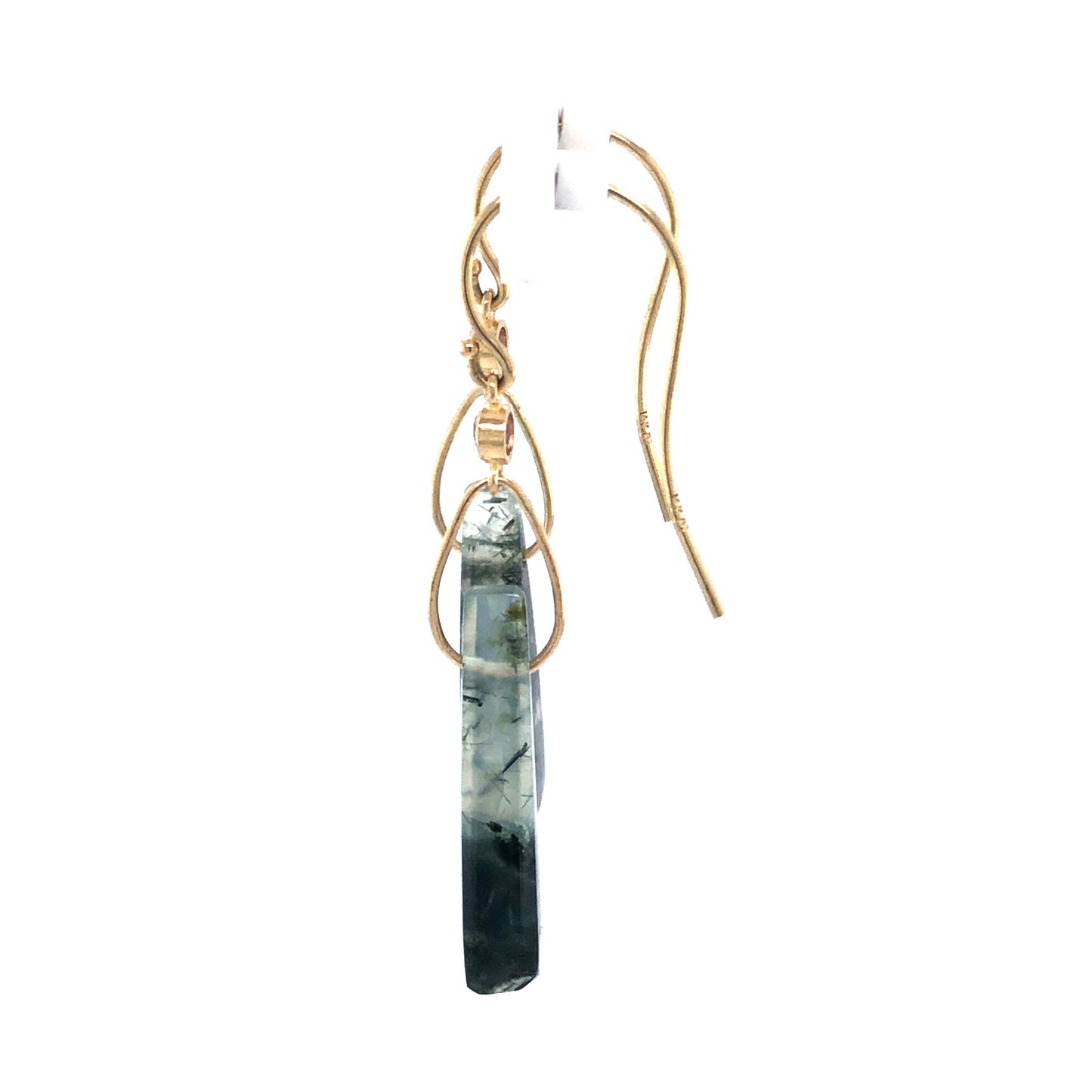 Prehnite, Sapphire, and Diamond Gold Earrings