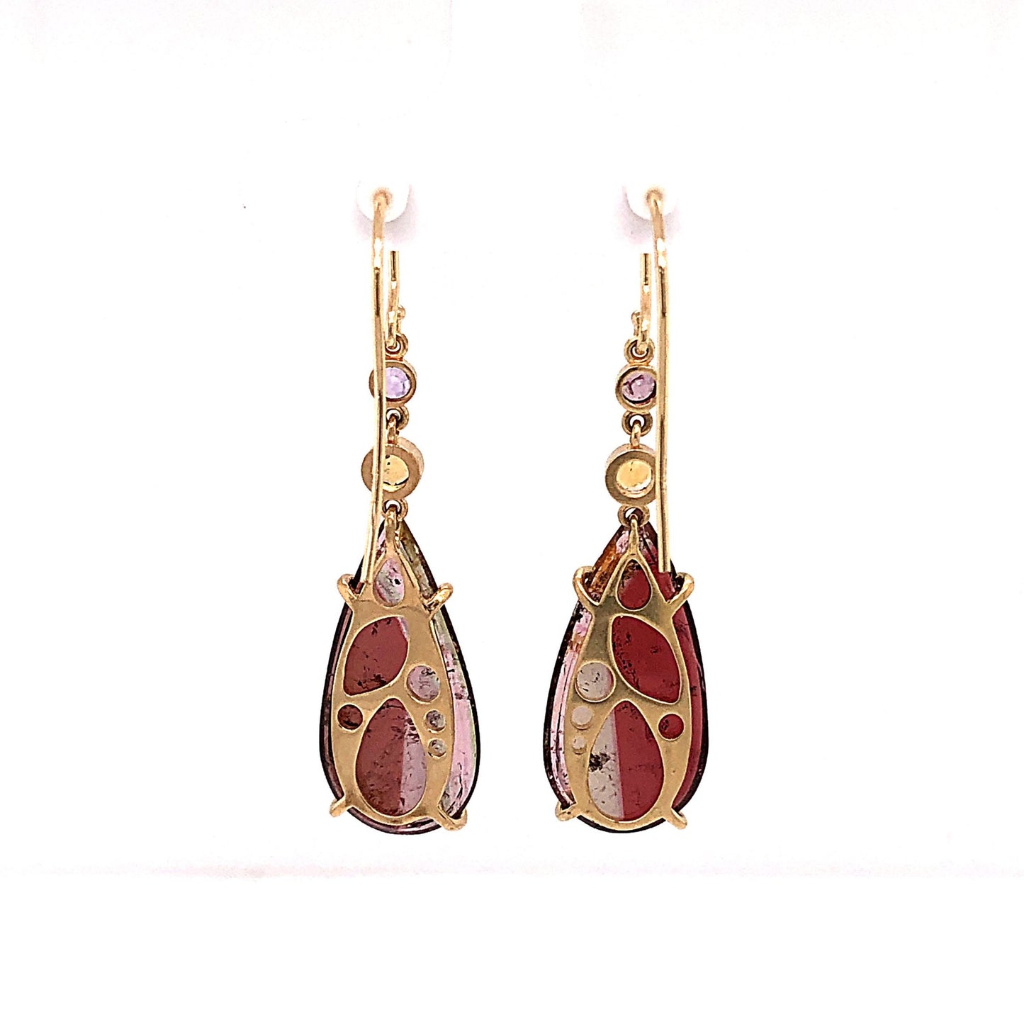 Tourmaline, Sapphire, and Citrine Gold Earrings