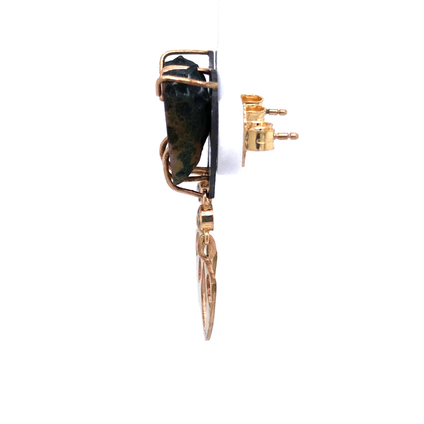 Tabasco Geode and Montana Sapphire Gold Earrings