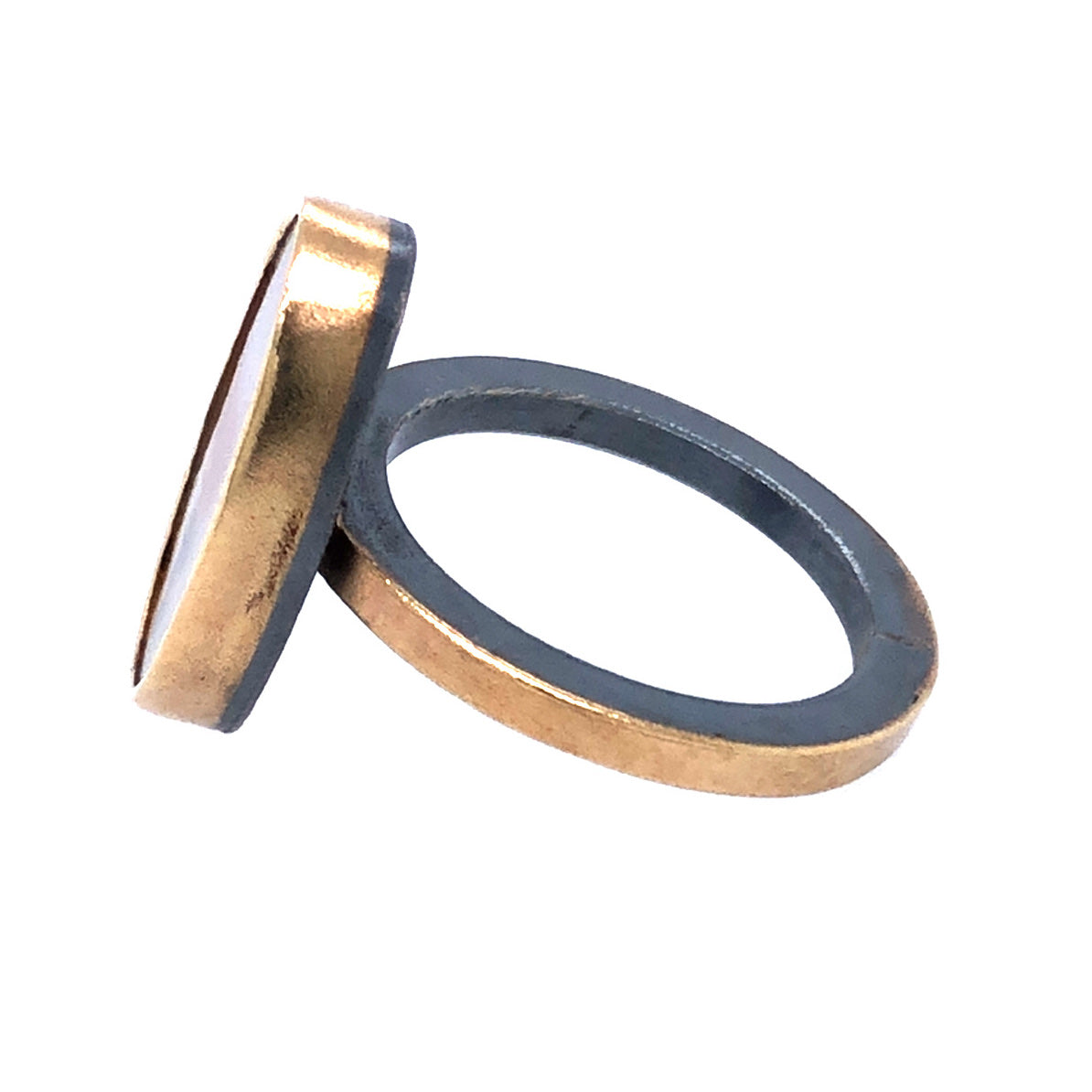 Dendritic Agate Flower Gold Ring