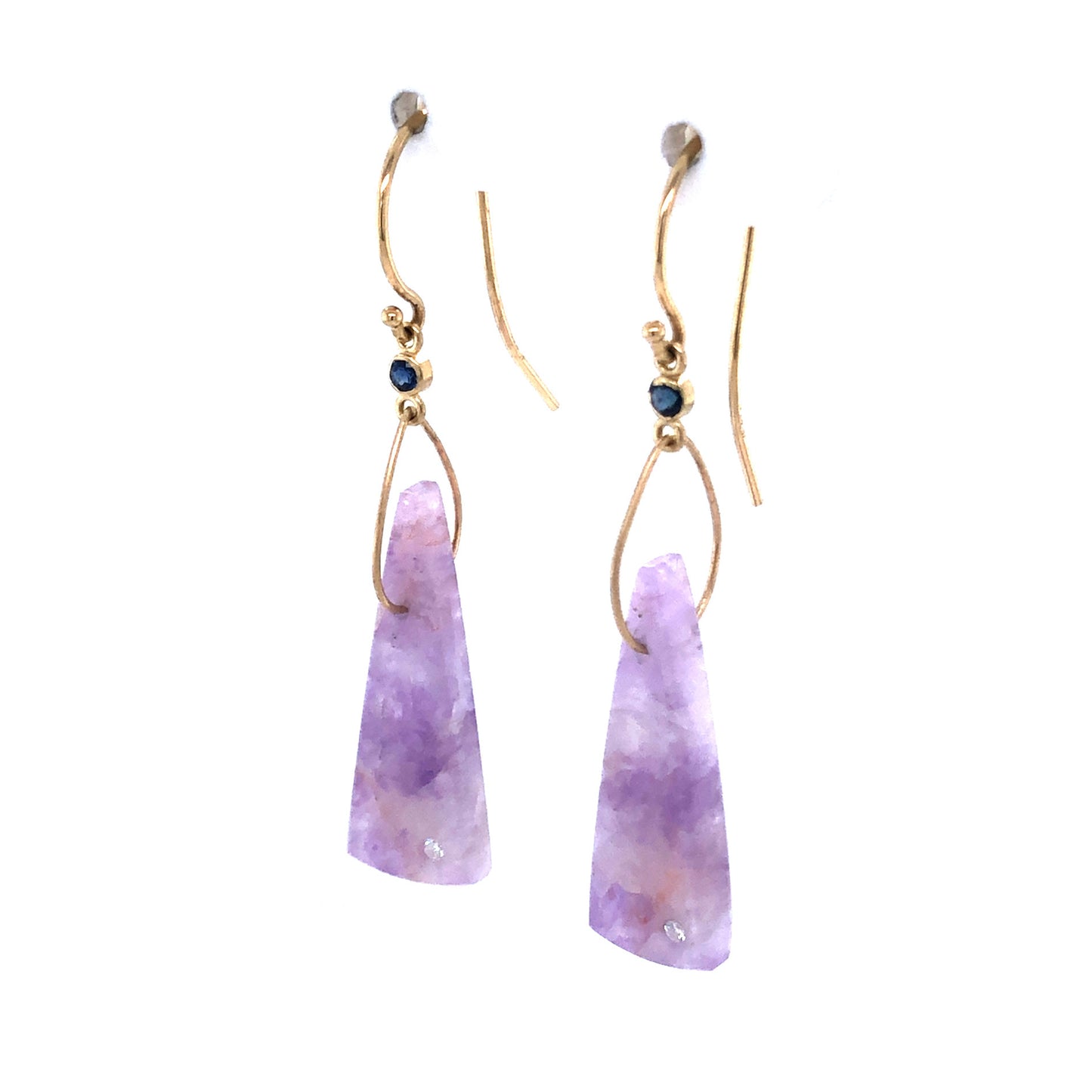 Amethyst, Sapphire, and Diamond Gold Earrings