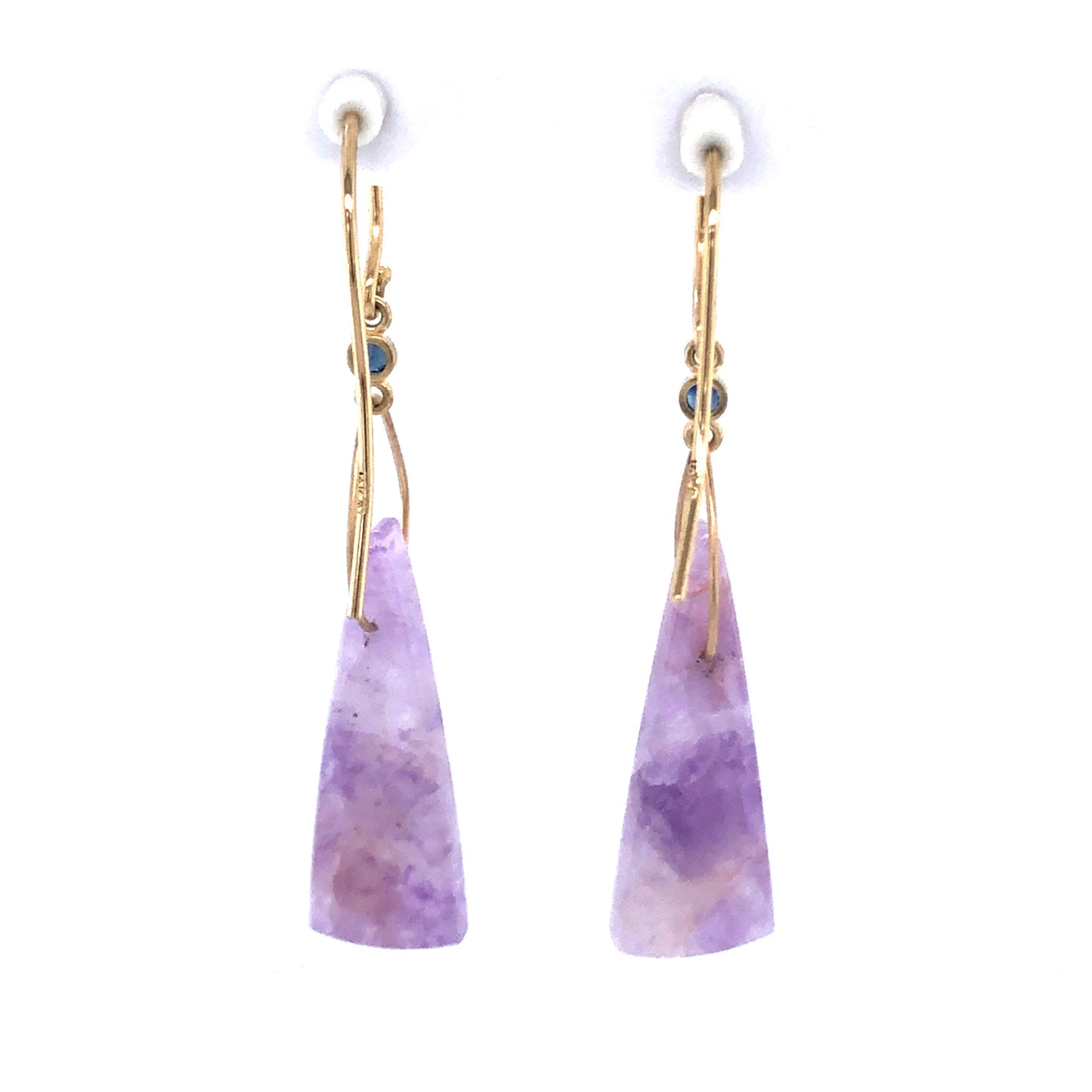 Amethyst, Sapphire, and Diamond Gold Earrings