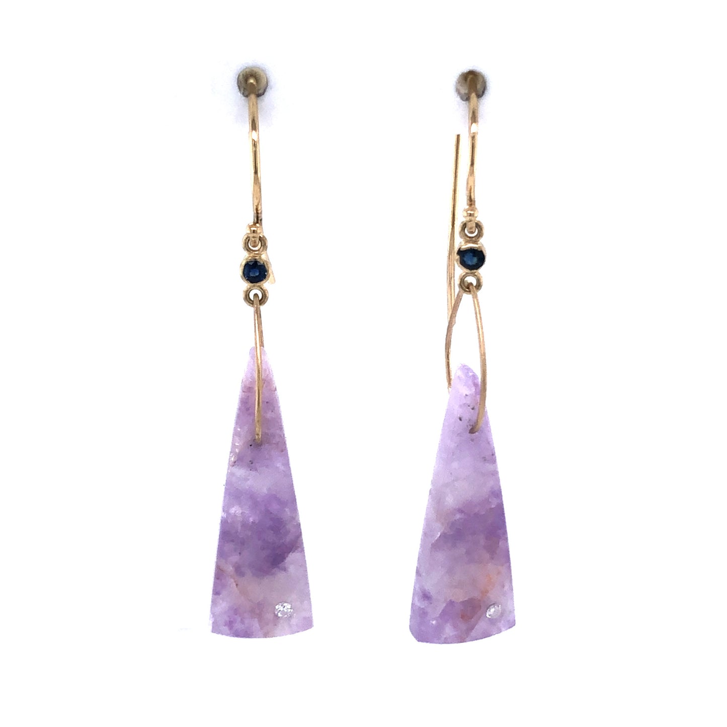 Amethyst, Sapphire, and Diamond Gold Earrings