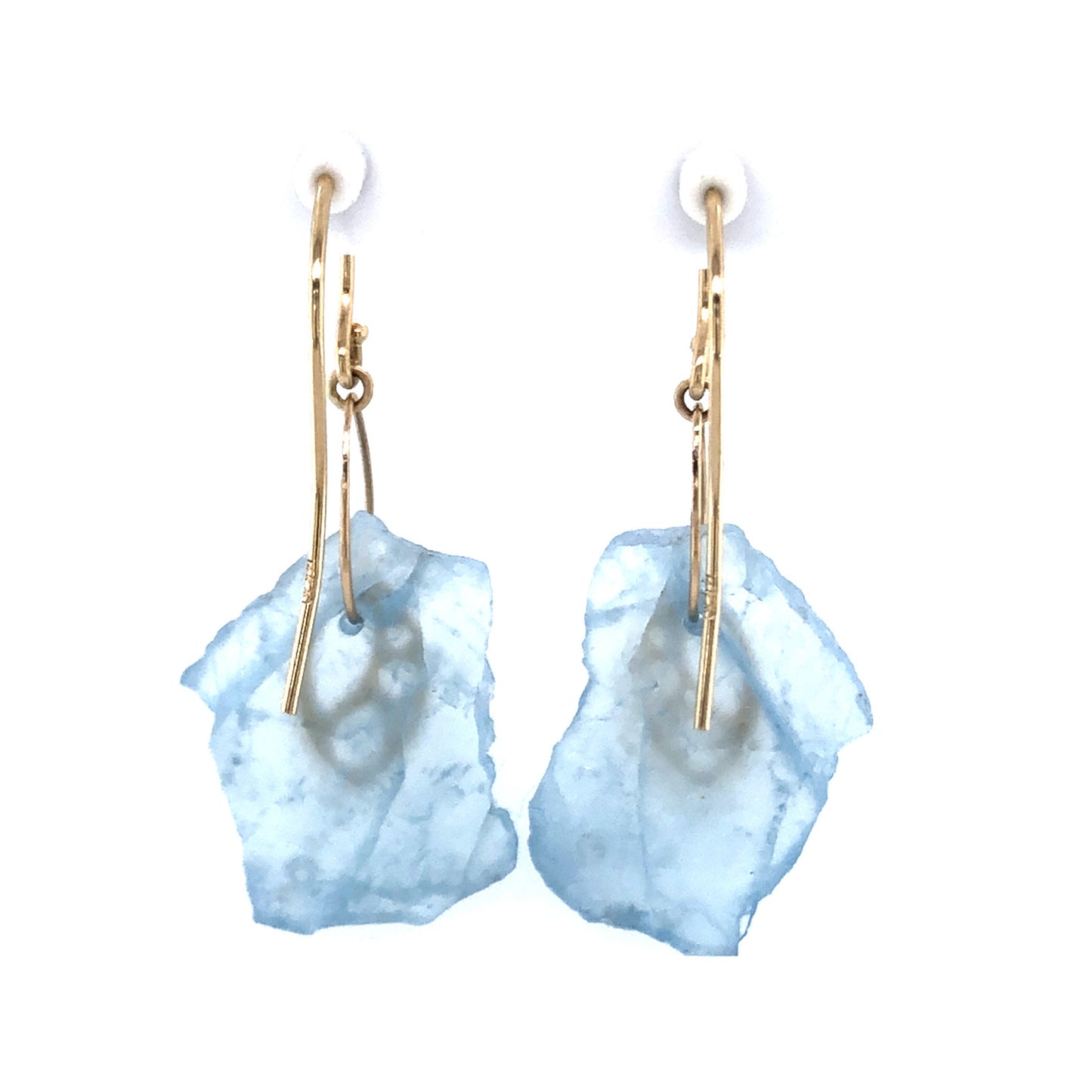 Aquamarine and Diamond Slice Gold Earrings
