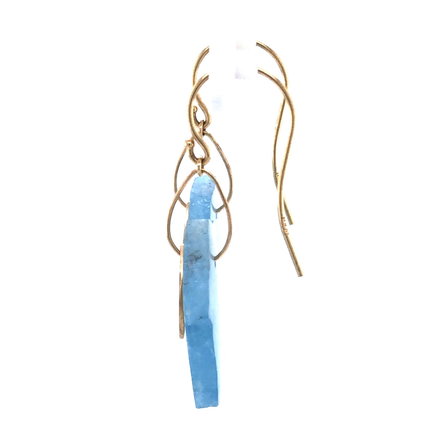 Aquamarine and Diamond Slice Gold Earrings