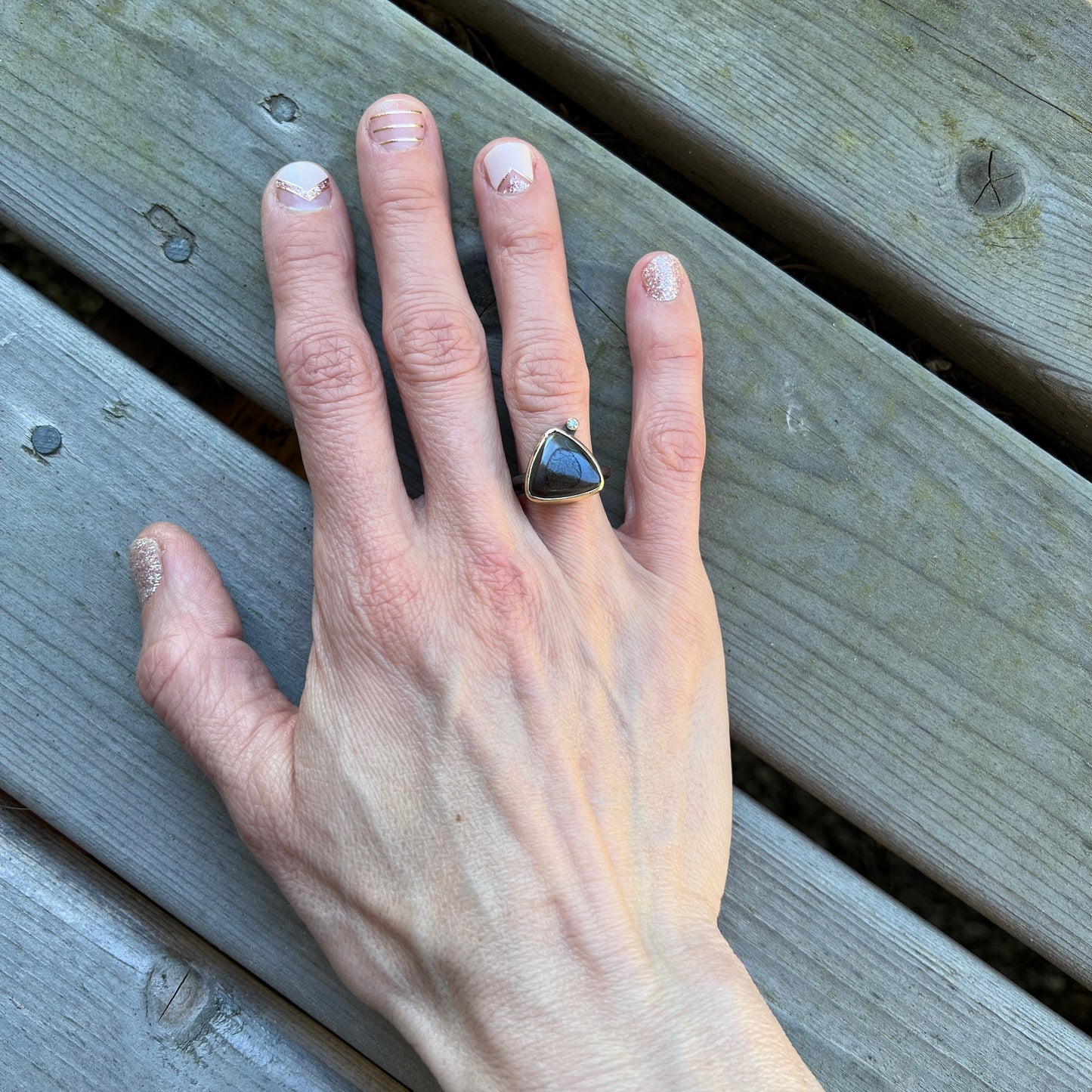 Boulder Opal and Diamond Gold Ring