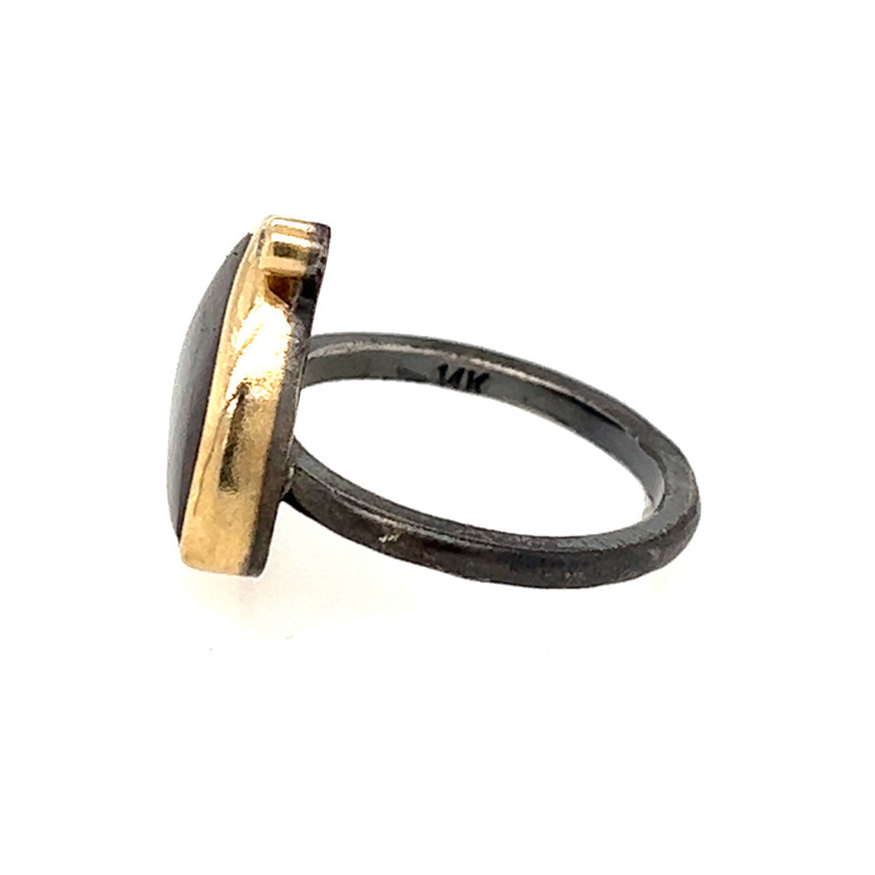 Boulder Opal and Diamond Gold Ring