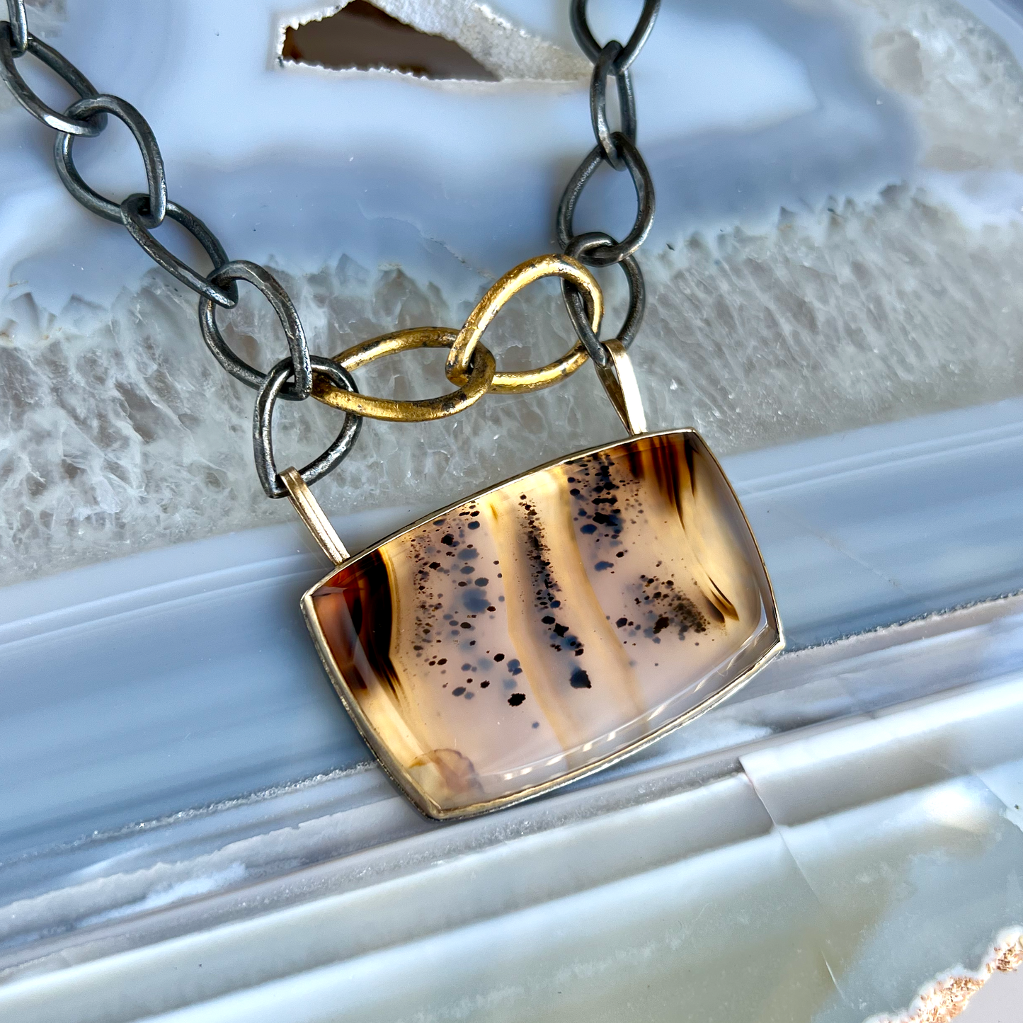 Montana Agate Gold Pendant (custom order)