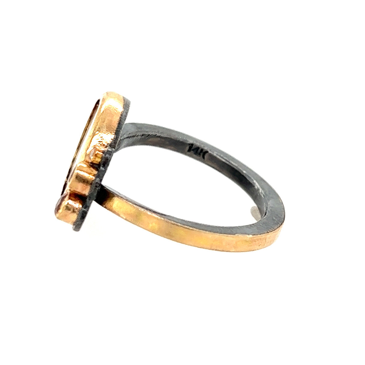 Dendritic Agate, Sapphire and Diamond Gold Ring