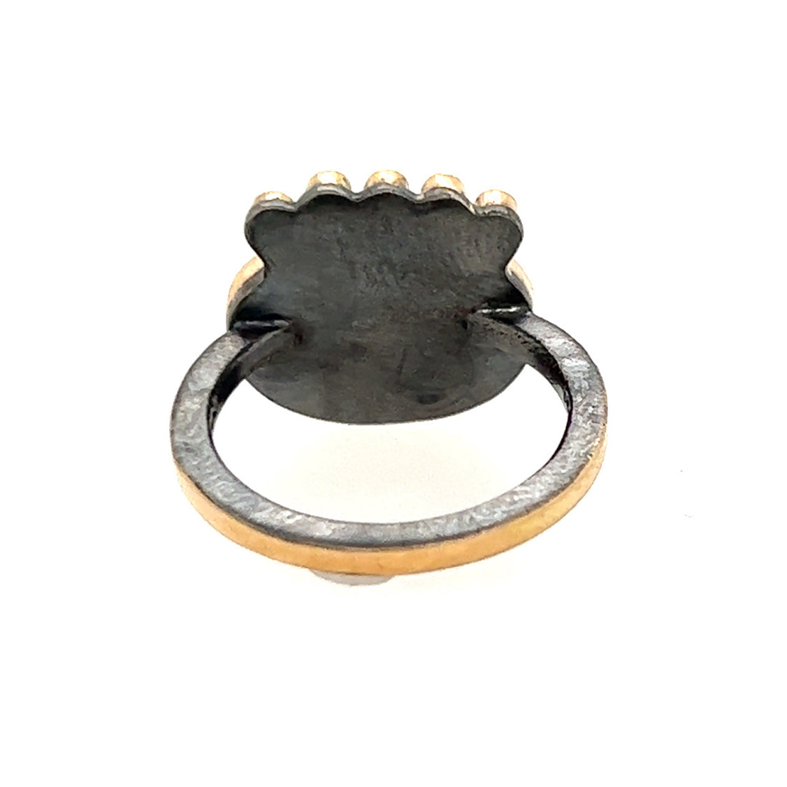 Dendritic Agate, Aquamarine, and Diamond Gold Ring