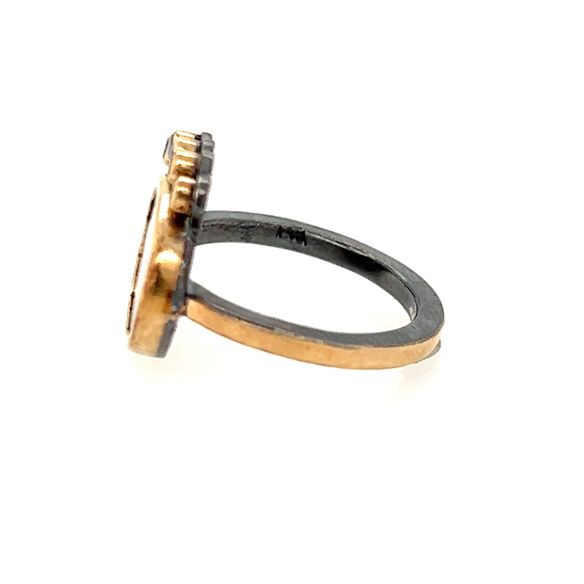 Dendritic Agate, Aquamarine, and Diamond Gold Ring