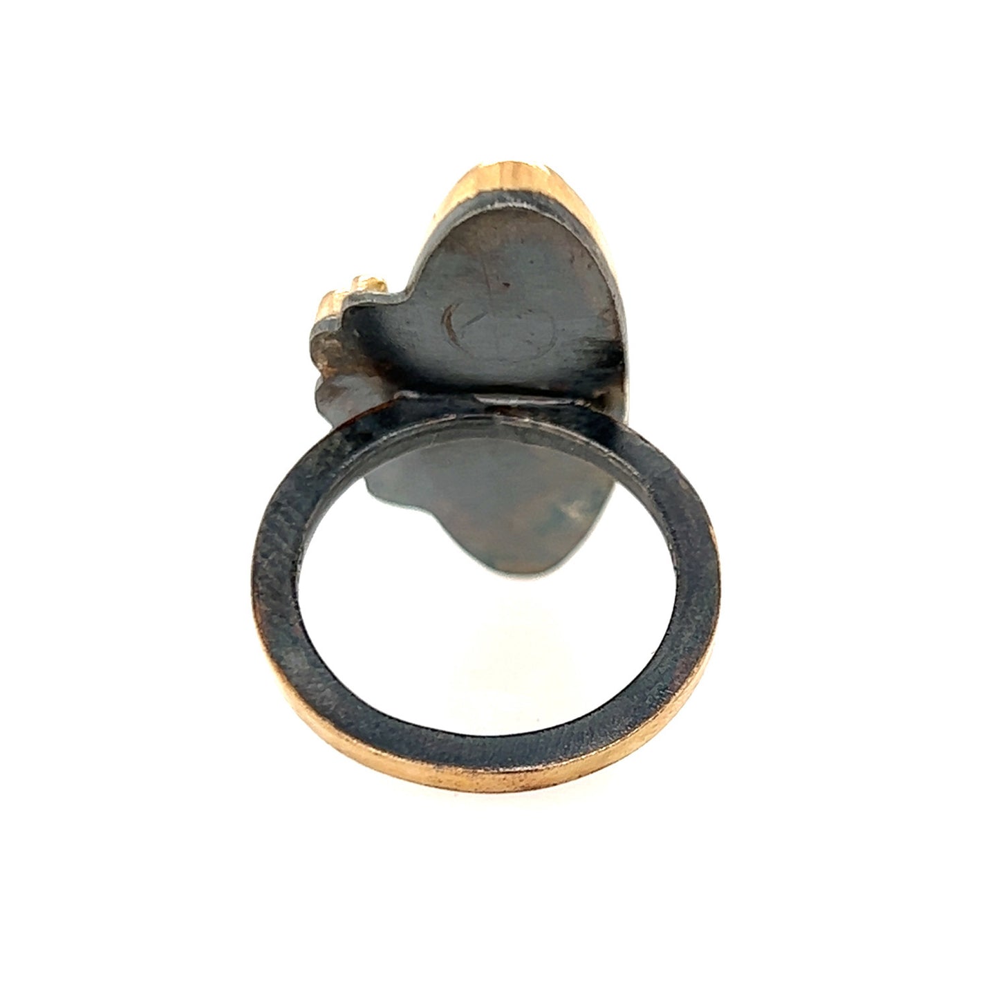 Dendritic Agate, Emerald, and Diamond Gold Ring