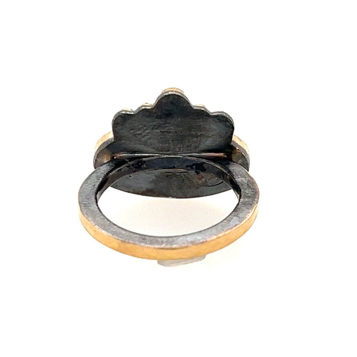 Dendritic Agate, Garnet, and Diamond Gold Ring