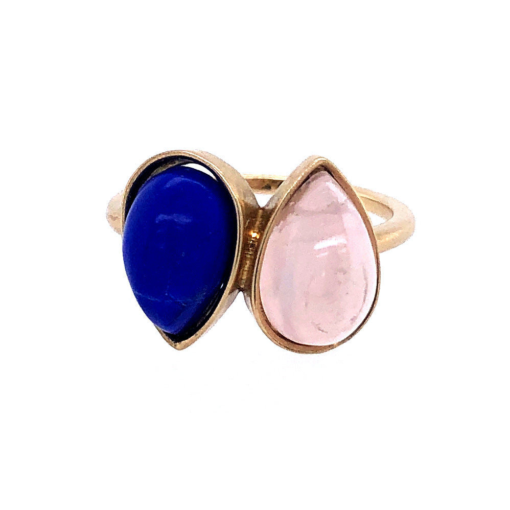 Double Pear Gemstone Gold Ring