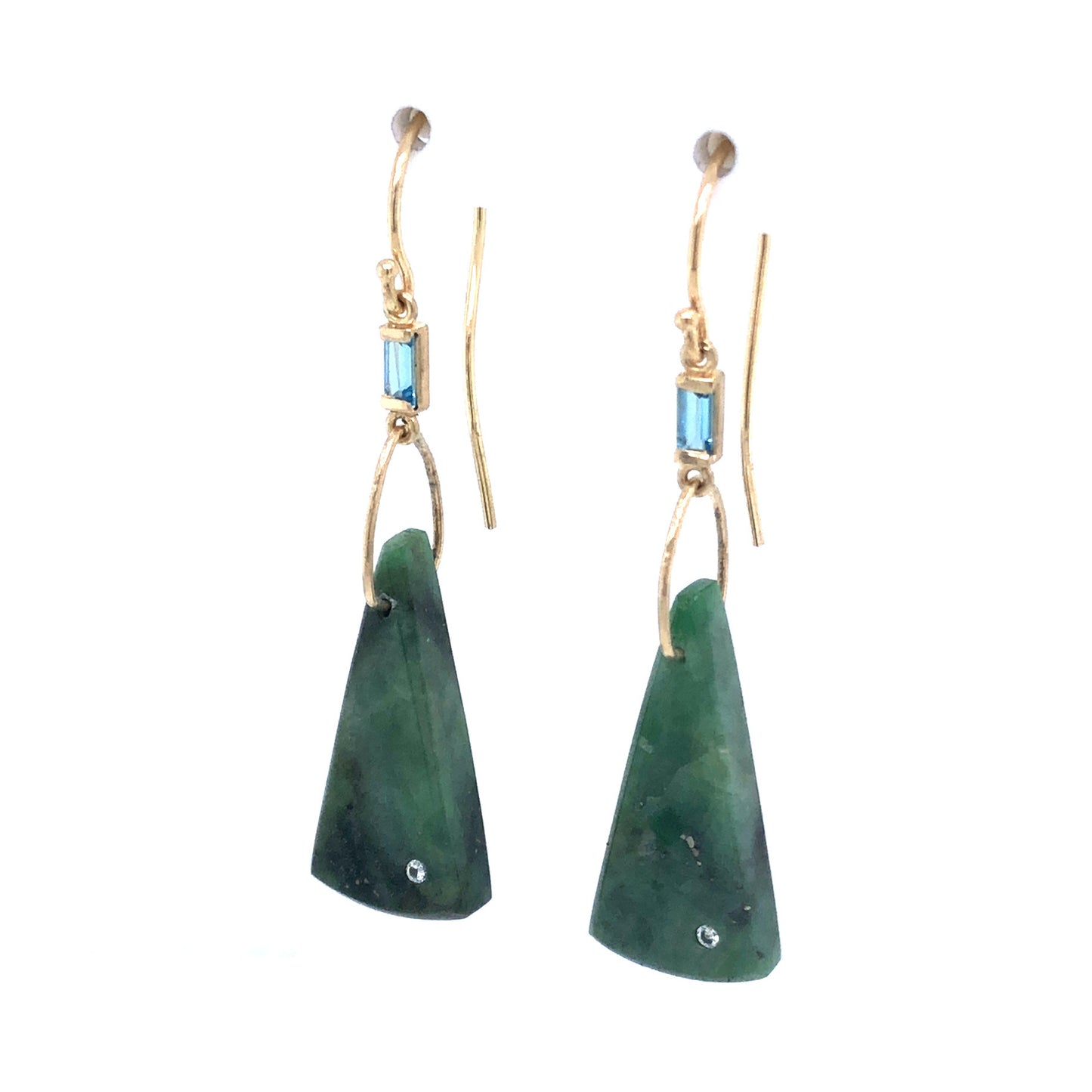 Emerald, Topaz and Diamond Gold Earrings