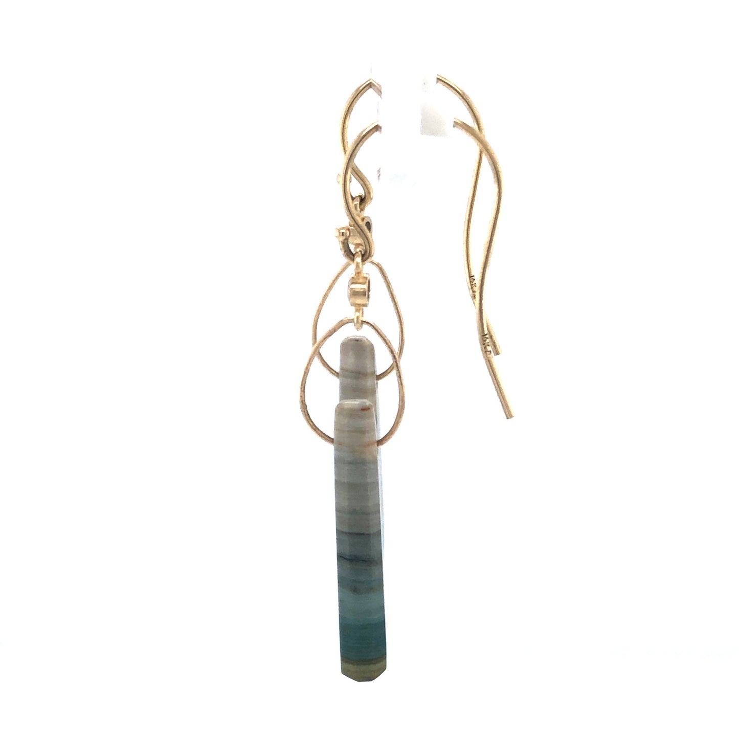 Gary Green Jasper, Aquamarine, and Diamond Gold Earrings