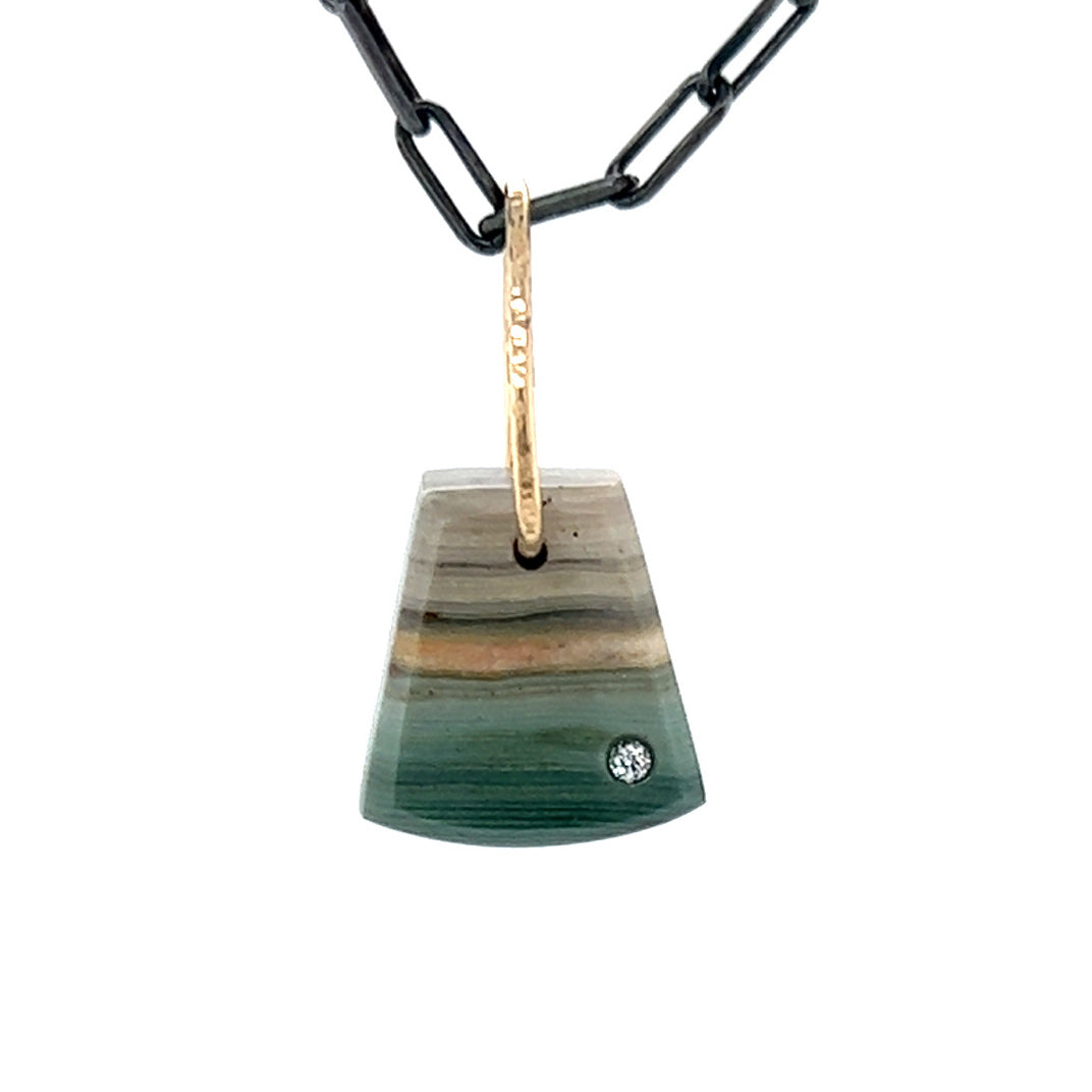 Gary Green Jasper and Diamond Mini Gold Pendant