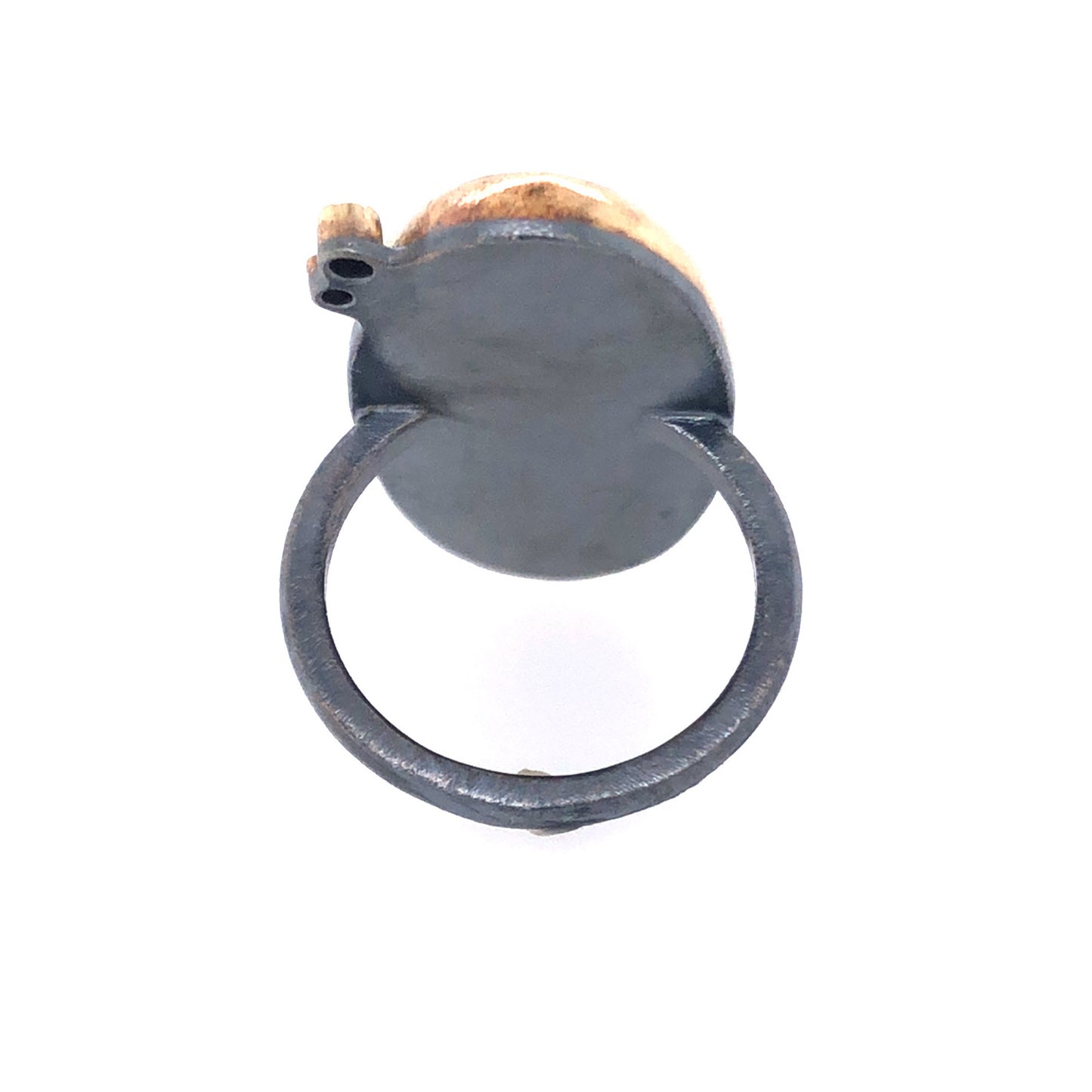 Flower Landscape Agate and Diamond Gold Ring