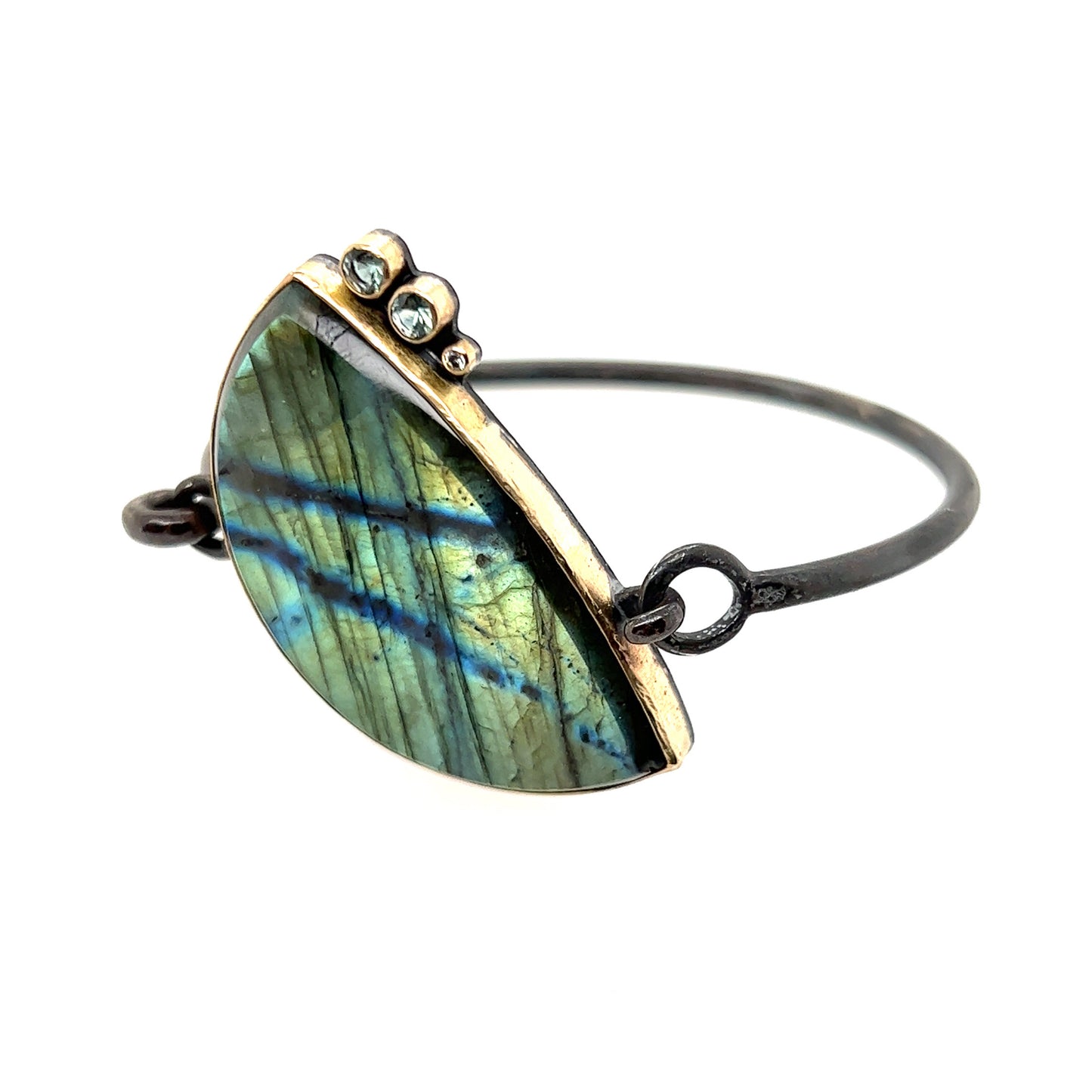 Labradorite, Montana Sapphire, and Diamond Gold Bracelet