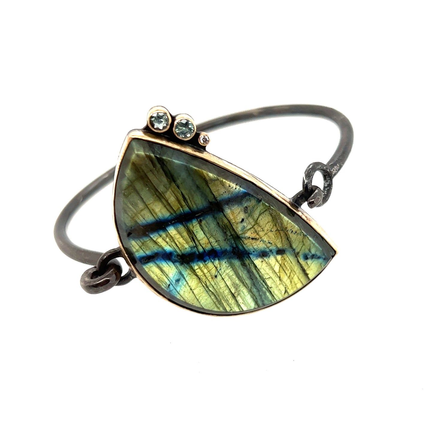Labradorite, Montana Sapphire, and Diamond Gold Bracelet