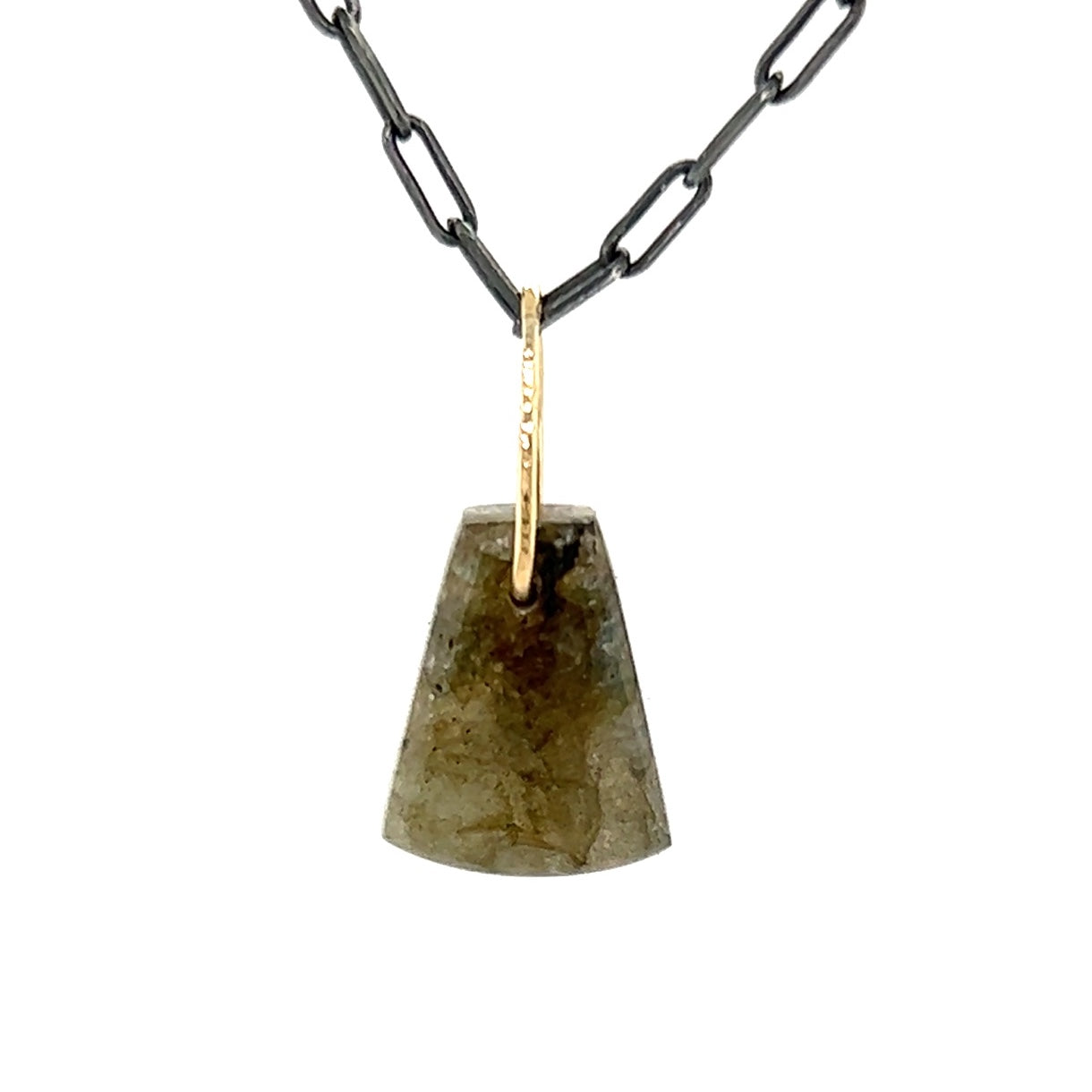 Purple Labradorite and Diamond Mini Gold Pendant