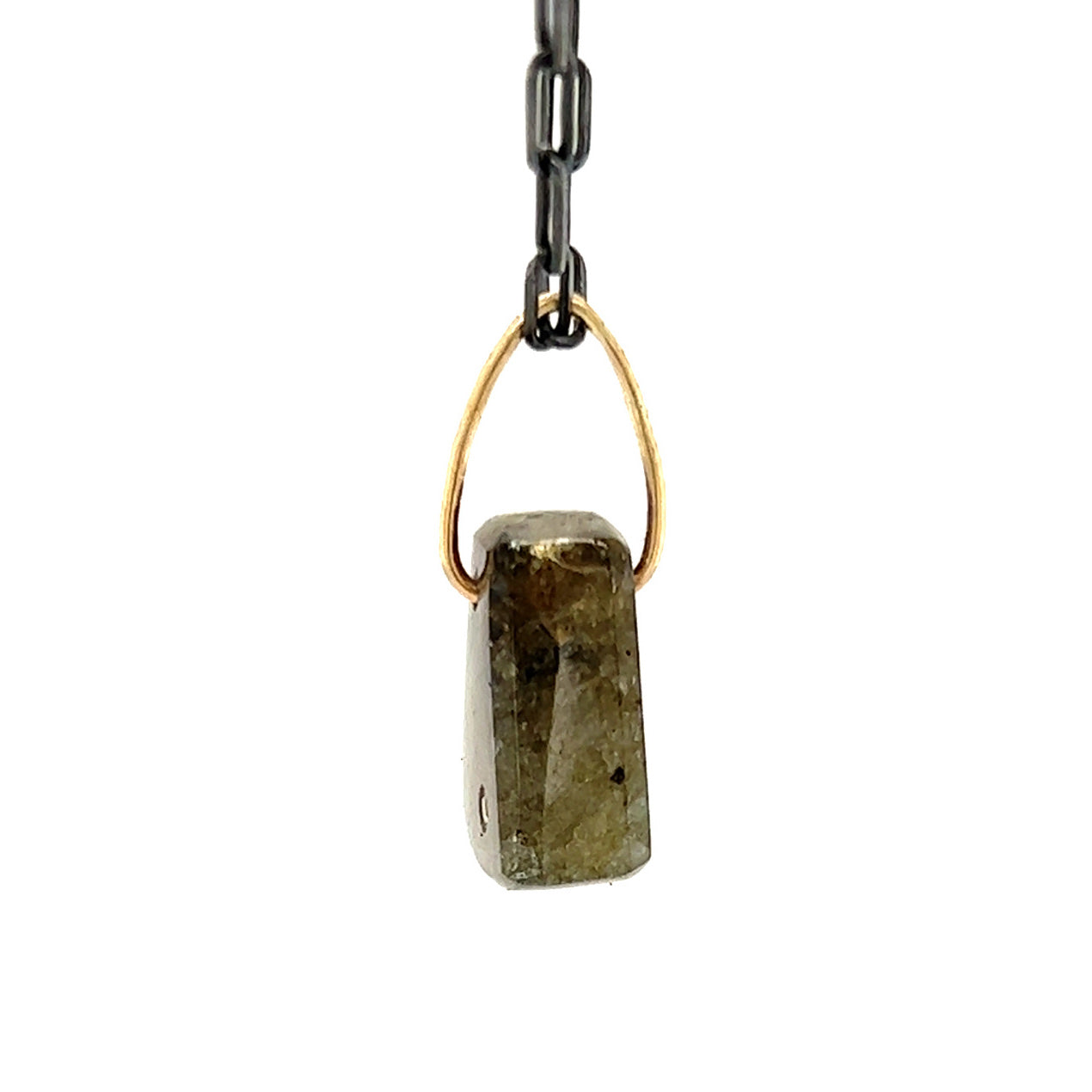 Purple Labradorite and Diamond Mini Gold Pendant