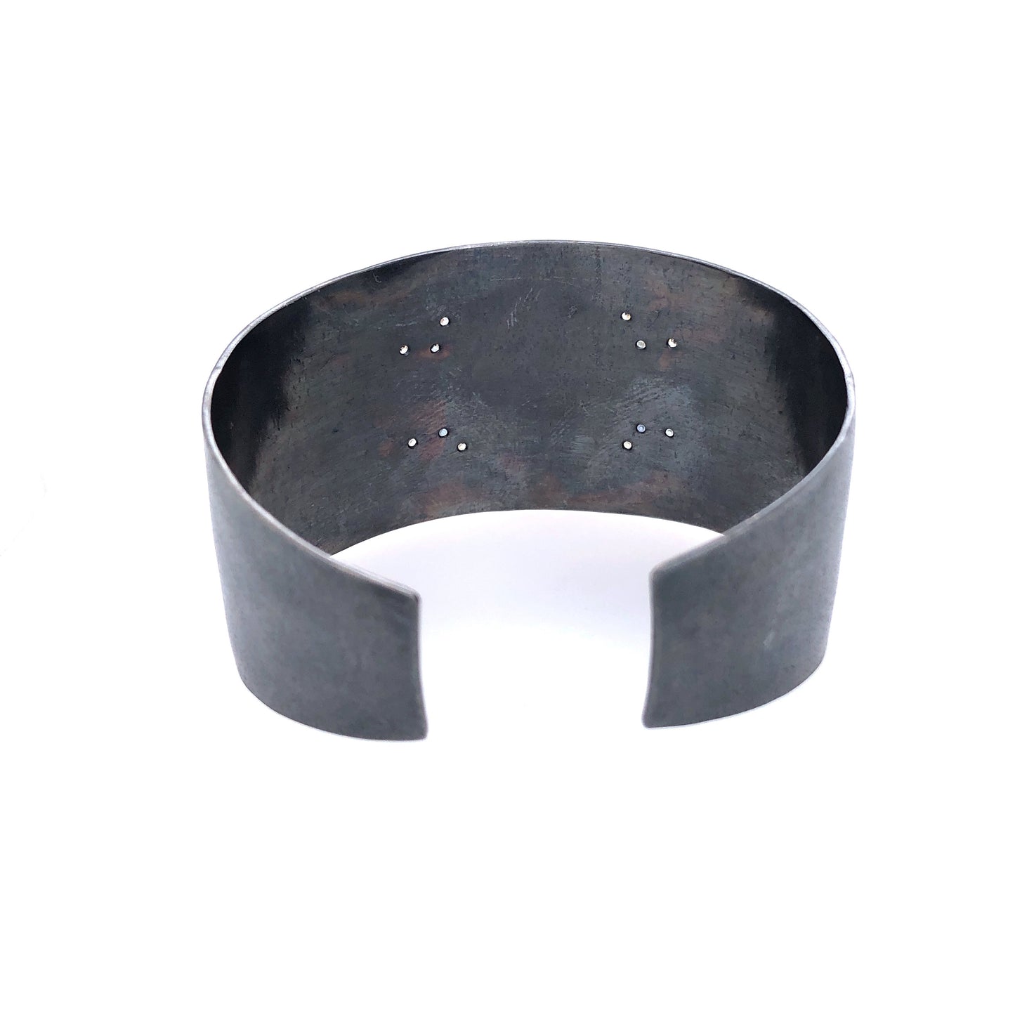 Landscape Agate and Montana Sapphire Cuff Bracelet, Handmade in 14k Gold and Sterling Silver